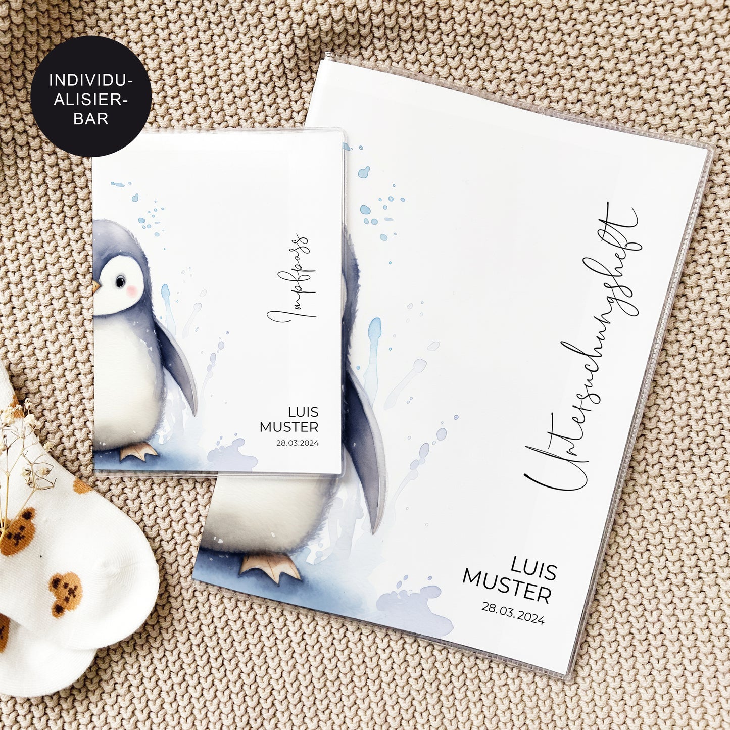 U-Heft Hülle personalisiert "Pinguin" – Geschenkidee Geburt frisch gebackene Eltern (Kopie)