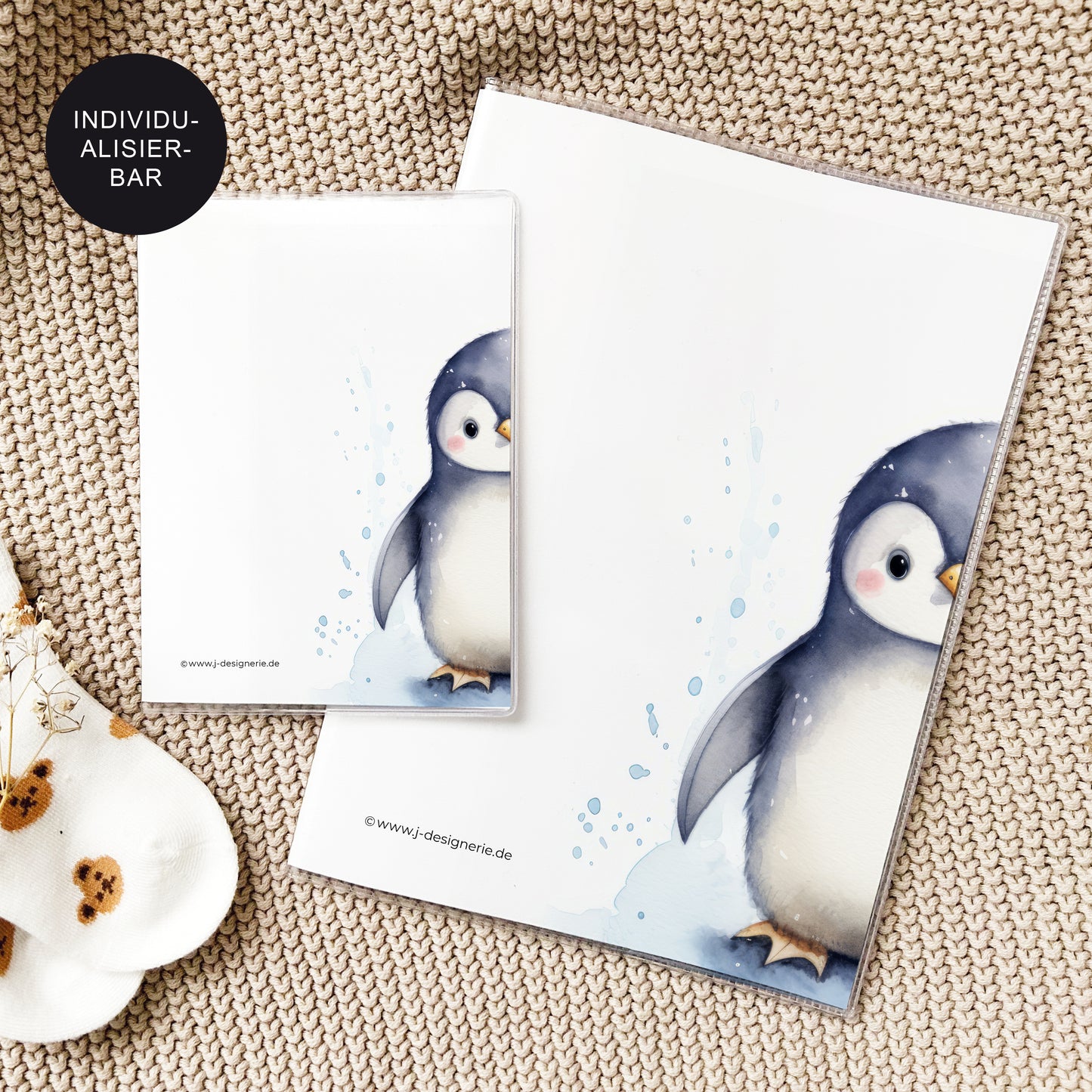 U-Heft Hülle personalisiert "Pinguin" – Geschenkidee Geburt frisch gebackene Eltern (Kopie)