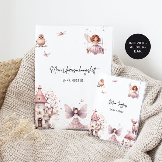 U-Heft Hülle personalisiert & Impfpass "Fairy" – Geschenk Geburt Mädchen